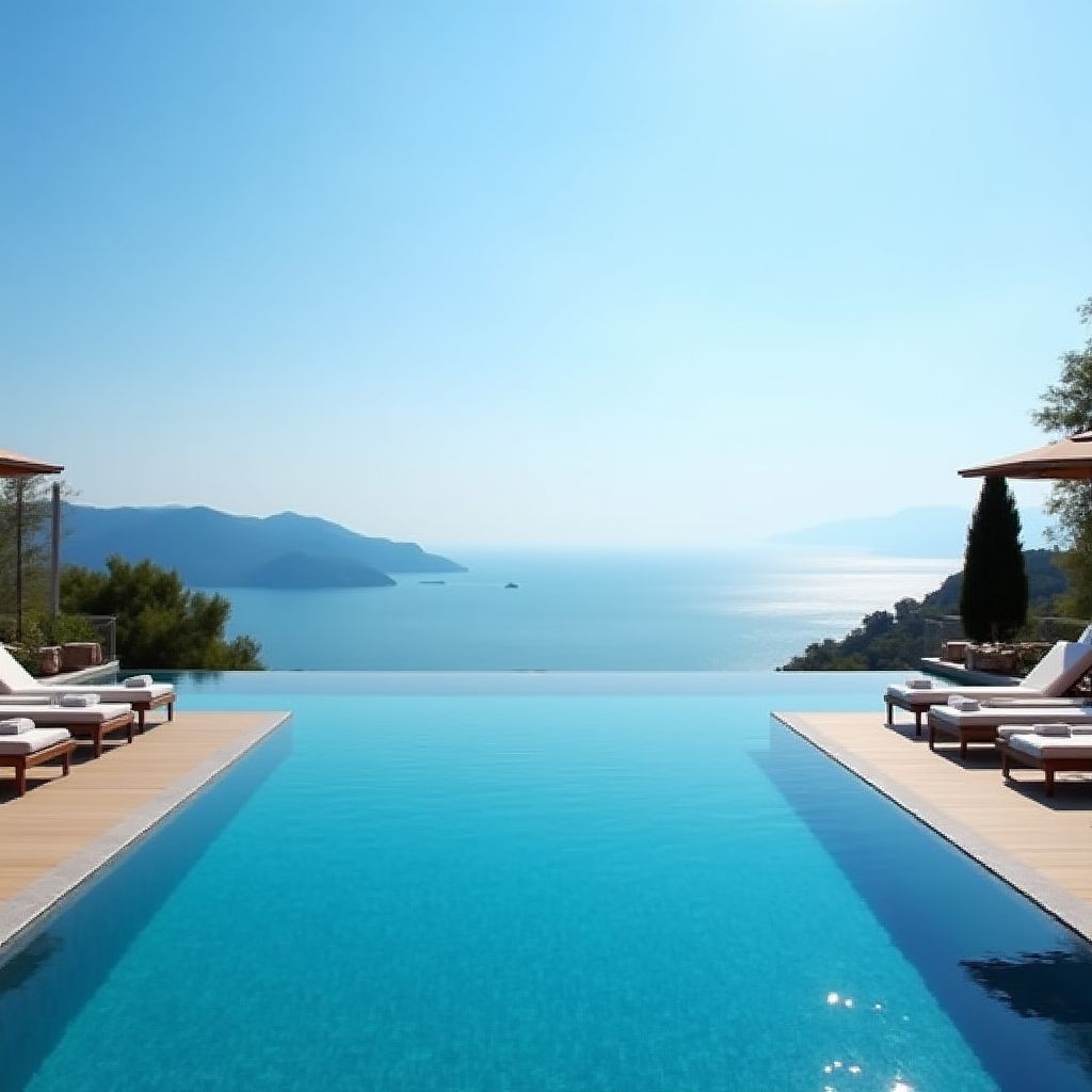 LuxStay Bodrum havuz manzarası